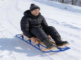 Classic Winter Sled - Sit/Lie Dual-Use, Pre-Drilled Steering Bar, Outdoor Snow Fun-Blue 98306168