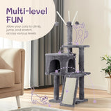 ZNTS 49 inch Cat Tree Cat Tower for Indoor Cats, Cat House with Padded Platform Bed, Toy Balls, Large 87087030