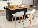 Black Mobile Kitchen Island Cart with Drop-Leaf Design, Lockable Universal Wheels & Trash Storage 95919953