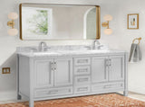 60 in Undermount Double Sinks Bathroom Storage Cabinet with Carrara Natural Marble Top W1059P170420