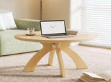Round Coffee Table, 31.5 Inch Circular Center Table with Curved Cross Legs, Melamine Laminated MDF 33052553