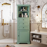 ZNTS Green Triangle Tall Cabinet with 3 Drawers and Adjustable Shelves for Bathroom, Kitchen or Living WF306469AAG