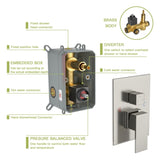 Dual Shower Head - 12 Inch Ceiling Mount Square Shower System with Rough-in Valve, Brushed Nickel W124357676