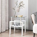 1-Piece Modern Tempered Glass Tea Table Coffee Table End Table, Square Table for Living Room, W241104206