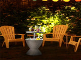 Brown Outdoor Imitation Rattan Ice Cooler Side Table 8Gal 2-Height Adjustable with Drain Plug 82248654