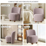 Modern Low Back Accent Chair, Upholstered Armless Living Room Chairs, Round Pine Wood Feet, for N817P224950P