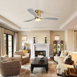 52 Inch Decorative LED Ceiling Fan With Dimmable LED Light 6 Speed Remote 3 Solid Wood Blades W934102584