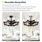 Dia 33 inch Chandelier Ceiling Fan With Remote Control,DC Motor ,6 Speed,3 ABS Blades for Bedroom W1592P207466