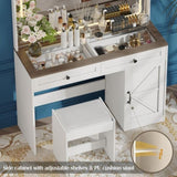 ZNTS 43.3"Makeup Vanity Table, Makeup Table with Large Mirror and LED Light Strip, Brightness Adjustable, W2386P199478