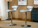 Masaccio Upholstery Airlift Adjustable Swivel Barstool with Chrome Base, Set of 2, Silver T2574P164837