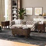 Solid Wood End Table, Rectangle 23.6 inch Narrow Side Table with Drawer, Vintage Bedside Table W1202P176734