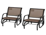 2-Piece Metal Glider Chair Set, Breathable Mesh Swing Chair with Curved Armrests, for Garden, 46650993