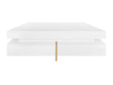 ON-TREND Modern High Gloss Coffee Table with 4 Drawers, Multi-Storage Square Cocktail Tea Table with WF314582AAK