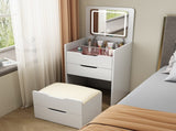 3 in 1 Vanity Desk with Plip Top Mirror,Small Make Up Vanity Set with Visible Glass Desktop,Compact 08428018