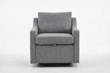 011-Linen Fabric 360&deg Swivel Accent Chair with Upholstered,One Back Pillow,Armrest with Rivets W527P190830