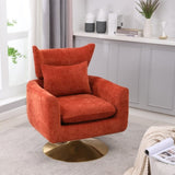 Classic Mid-Century 360-degree Swivel Accent Chair, Orange Linen W1361104582