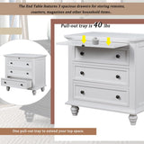 U_STYLE 3-Drawer Storage Wood Cabinet, End Table with Pull out Tray WF319367AAK