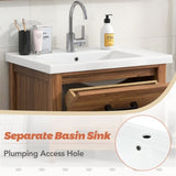 24'' Bathroom Vanity with Ceramic Basin Sink, Modern Bathroom Storage Cabinet with 3 Drawers, N710P243315P