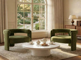 Accent Chair Living Room, Velvet Comfy Single Sofa Chair Mid-Century Modern Armchair Wooden Legs 68576006