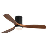 52 Inch Indoor Ceiling Fan With Lights 3 Solid Wood Fan Blade Noiseless Reversible Motor Remote KBS-52144