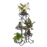 ZNTS 4 Potted Rounded Flower Metal Shelves Plant Pot Stand Decoration for Indoor Outdoor Garden Black 69287047