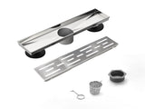 12 Inch Linear Shower Drain with Removable Brick Patterned Grate Cover, 304 Stainless Steel Shower 33804532