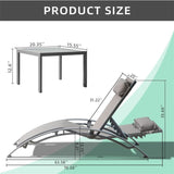 Pool Lounge Chairs Set of 3, Adjustable Aluminum Outdoor Chaise Lounge Chairs with Metal Side Table, W1859109828