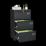 ZNTS Filing Cabinet Lateral File Cabinet 3 Drawer, Blcak Locking Metal File Cabinets Three Drawer, Office W1247118742