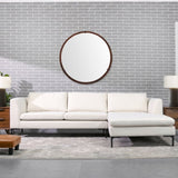 Hausen 31.5" Mid-Century Modern Round Accent Wall Mirror, Brown Walnut Wood & Veneer B2719P246002