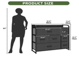 7-Drawer Black-Gray Fabric Dresser withe Steel Frame for , Living Room and Study Room 91361141