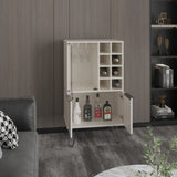 Aster 23" Wide Double Door Bar Cabinet and Glass door comparment, Eight bottle cubbies and stemware B070P234322