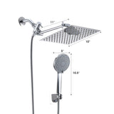 Chrome Shower Head, 10 Inch High Pressure Rainfall Shower Head/Handheld Shower Combo with 11 Inch W121960348