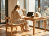 Solid Wood Desk with Drawers, Standing Desk with Smooth Edges, Home Office Desk for Small Spaces, 94318525