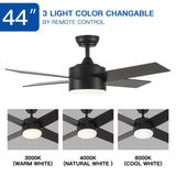 44 In Intergrated LED Ceiling Fan with Black ABS Blade W1367P182804