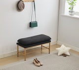 End of Bed Bench with Shelf, Linen Upholstered Storage Shoe Bench, Modern Bedroom Bench with Metal W2725P207319