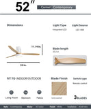 52 Inch Indoor Flush Mount Ceiling Fan with LED Light and Remote Control W934P152310