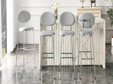 Set of 2 Modern Bar Stools, CurvedBack PU Leather Upholstered Counter Chairs, Metal Frame with W1151P433264
