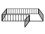 Twin Size Metal Floor Bed Frame with Fence and Door, Black MF307108AAB