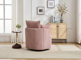 Pink Swivel Accent Chair,Round Swivel Barrel Chair,Armchair Upholstered Living Room Chair Corduroy W2120P293678