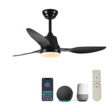 ZNTS 42" Smart Ceiling Fan with Lights Remote,Silent DC Motor,Voice Control via Alexa Google WIFI W2352P224329