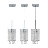 ZNTS Modern Crystal Pendant Light 3-Pack Adjustable Chrome Hanging Ceiling Fixture with Clear Beads, W1340P208485