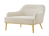 Modern Accent Chair Upholstered Armchair Single Sofa Chair with Curved Backrest and Gold Metal Legs N763P360684A