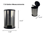 Kitchen Trash Can, 7.9 Gallon Plastic Step Garbage Bin with Lid, Silver 68012406