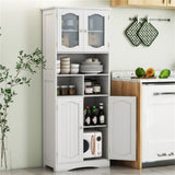 Bathroom Storage Cabinet with Glass Doors and Shelves 70453917
