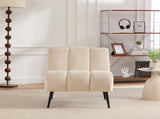 24.4" Wide Modern Upholstered Armless Chair with Black Metal Legs, Velvet Accent Chair for Living W3098P308777