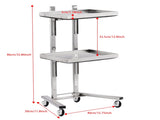 2 Tier Beauty Salon SPA Rolling Cart with Double Storage Tray Stainless Steel 02610336