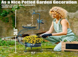 36 inch Bird Baths for Outdoors, Vintage Metal Garden Bird Bath with Solar Lamp and Flower Planter 43168997