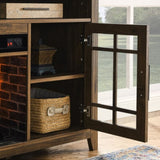 55 inch TV Media Stand with Electric Fireplace KD Inserts Heater,Reclaimed Barnwood Color W1769132634