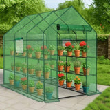 Large Walk-in Greenhouse with PE Cover & Side Windows, 12-Shelf Indoor Outdoor Portable Greenhouse 56817319