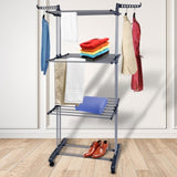 ZNTS Clothes Rack Rolling Collapsible Laundry Dryer Hanger Stand Rail Shelve Wardrobe Clothing 66005326